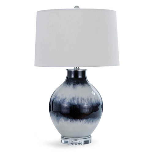 Ivory and indigo colored glass lamp